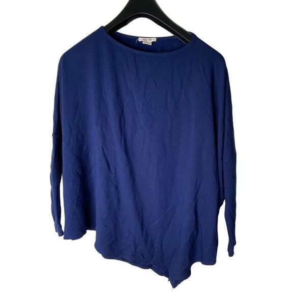 Helmut Lang Long Sleeve Top Asymmetrical Sweatshirt navy blue women’s size XS - Picture 1 of 5